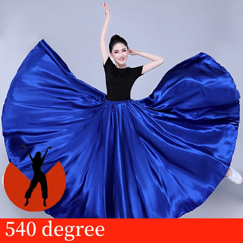 Юбка в стиле фламенко для взрослых танец живота сплошной танцевальный костюм фламенко платья для женщин Bullfight фестиваль испанский представление SL1463 - Цвет: blue 540