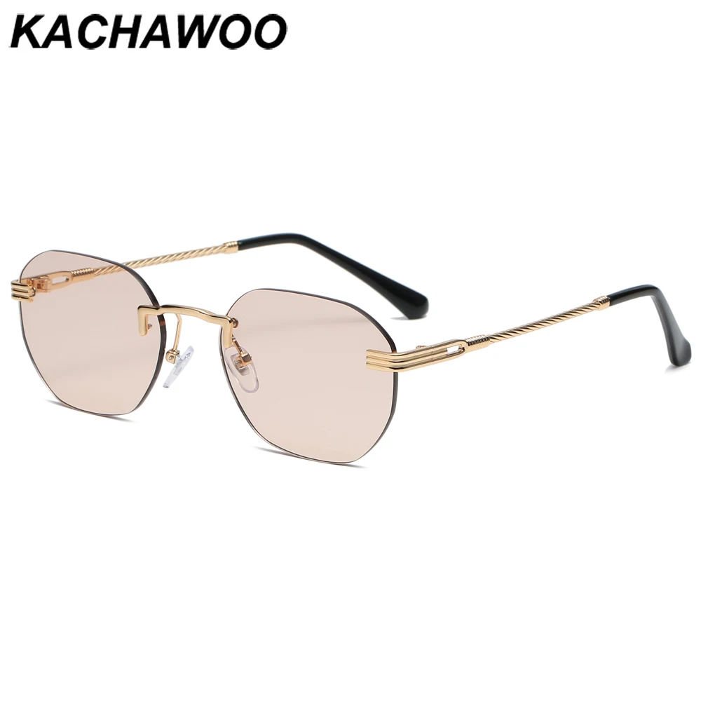 Солнцезащитные очки Kachawoo квадратные в стиле ретро без оправы коричневые черные