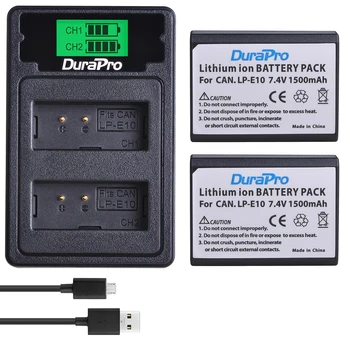 

2x 1500mAh LP-E10 LP E10 Camera Li-ion Battery + LCD USB Charger with Type C For Canon 1100D 1200D Kiss X50 X70 Rebel T3 T5