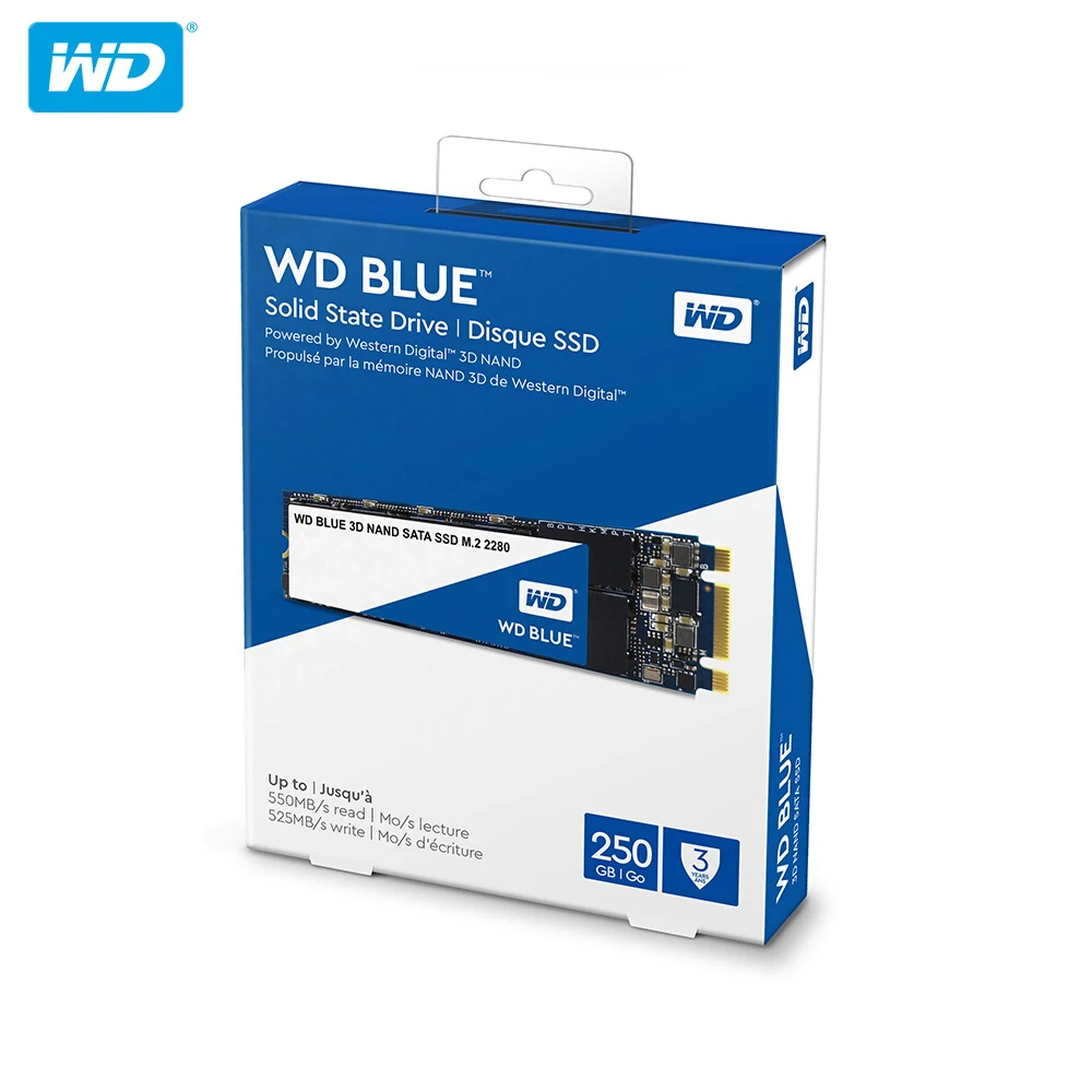 Western Digital Blue SSD 250 ГБ 500 M.2 2280 560 МБ/с. Внутренний твердотельный накопитель на жестком диске Тетрадь ПК объемом оперативной памяти 1 ТБ 2 ТБ