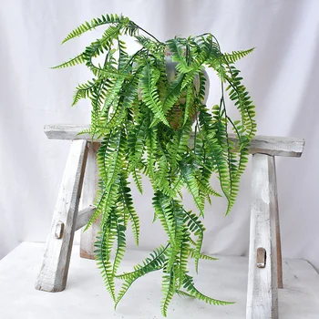 

5 Fork Persian Grass Wall Hangers Green Simulation Plant Wall pei cai Grass Aquatic Plants Vine to Beam Decoration
