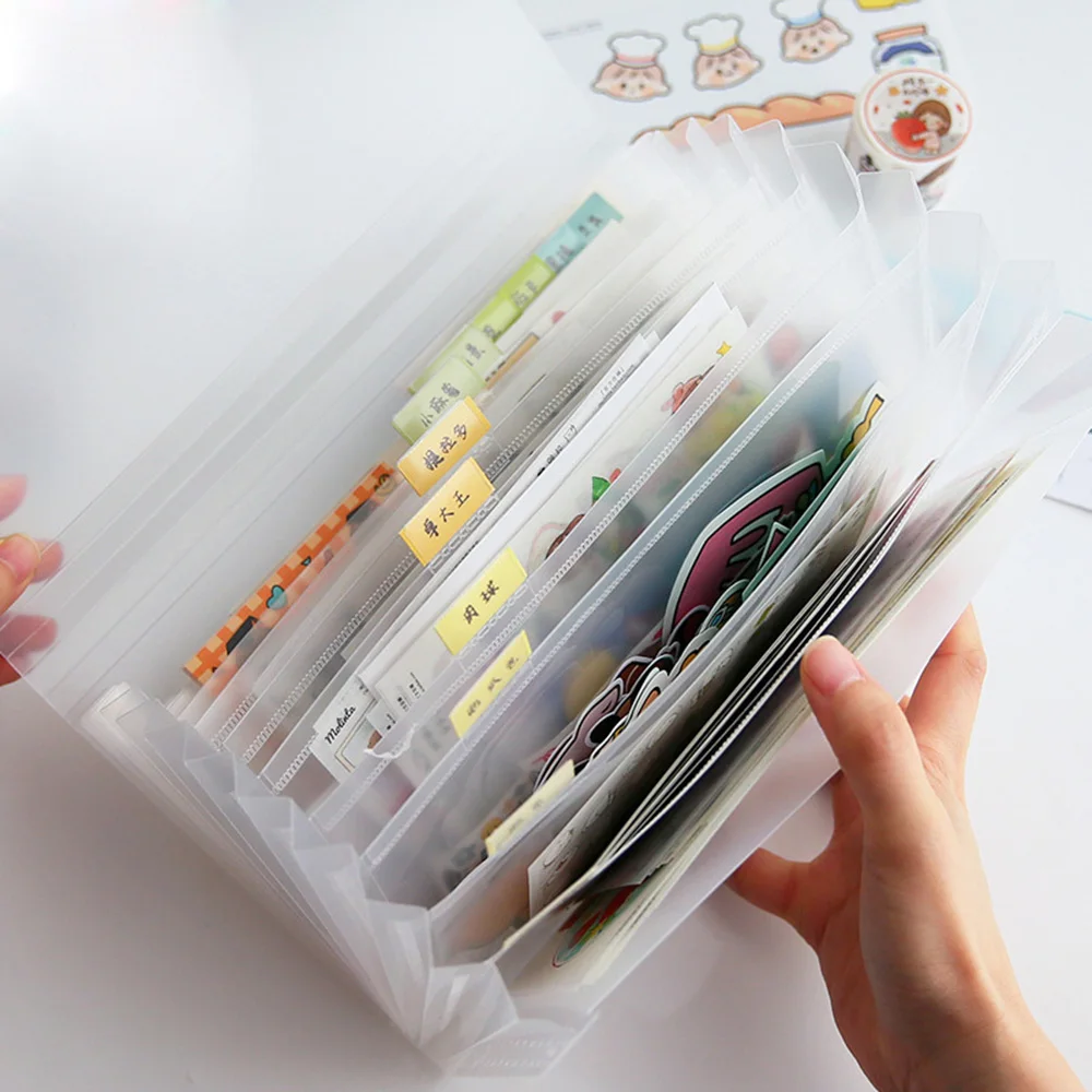 

Multifunctional Expanding 13 Pockets Plastic File Folder Document Bags with Index Label for Bill Receipt Organizer Storage Bags