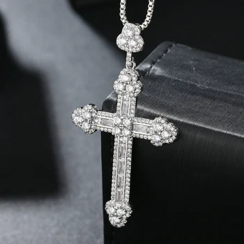 

Hip Hop Copper Micro pave Zircon Cross Pendant Necklace Ice Out Men Women Exquisite Design Cross Necklace Jewelry Gift