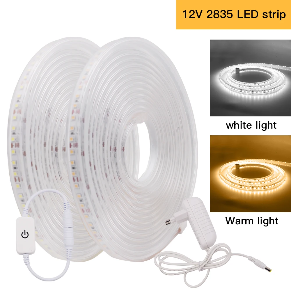

12V 24V LED Strip Light 2835 120Leds/M Waterproof Led Lights White/Warm White/Natural White Flexible Led Tape With Dimmer