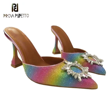 

Pointed Toe Summer Formal Slipper Shoes High-end Quality Shiny Rhinestone Flower Stylish Club Shoes Luxury Shoes Women