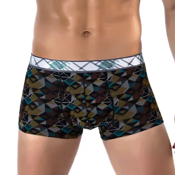 

Stripes Fashion Pouch Breathable Soft Man Shaper Boxer Shorts Knit Printed 2020 Mens Underwear Cotton Male High Quality