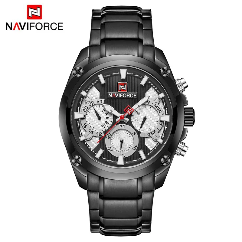 NA911305 without box NAVIFORCE мужские наручные часы модные спортивные мужские часы лучший бренд Роскошные военные армейские бизнес из нержавеющей стали кварцевые мужские часы 9113 - Цвет: NA911305 without box