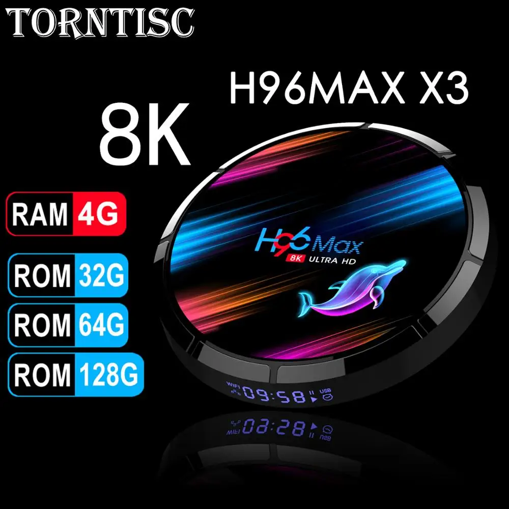 Смарт ТВ-приставка Torntisc h96max x3 Amlogic S905X3 Android 9 0 ОЗУ 4 Гб ПЗУ до 128 поддержка 8K Netflix Youtube