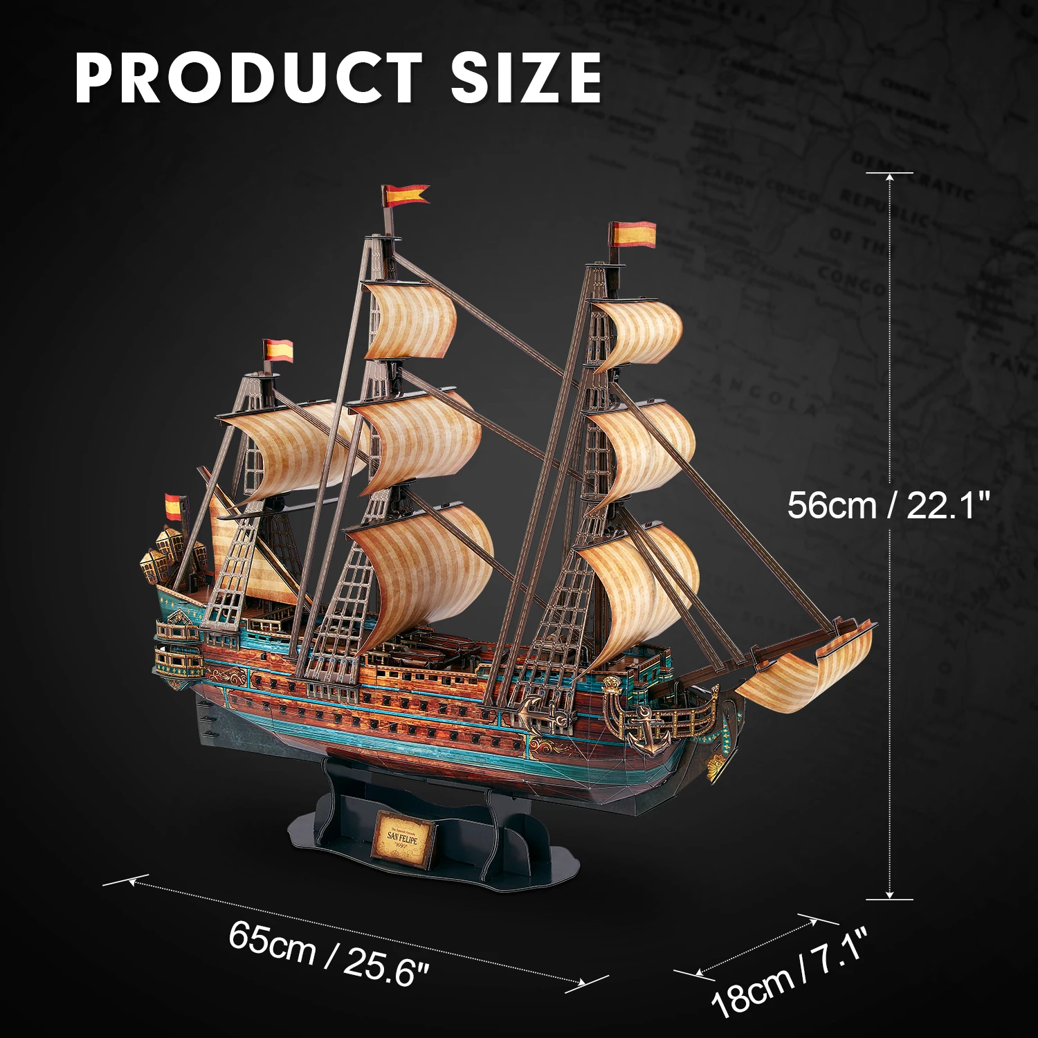 CubicFun 3D Puzzle The San Felipe Ship Model Kits 25.6" Sailboat 248 Pcs Stress Relief Home Decoration Gift for Adults Kids 6
