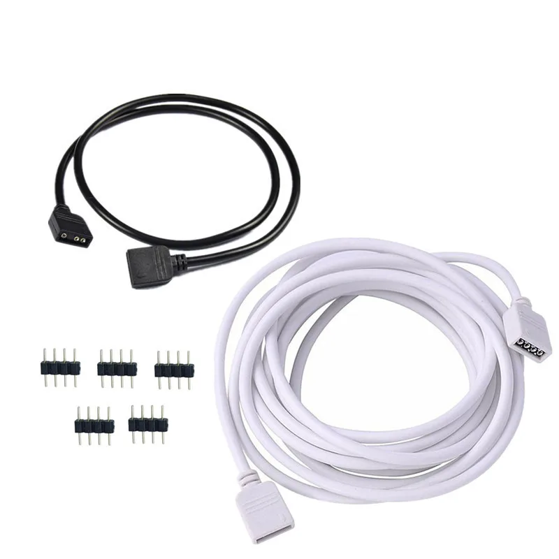 Cable de extensión para tira de luces led RGB, Conector de 30CM, 1M, 2,5 M, 5M, 5 pines, 4 pines, con aguja para SMD 5050, 3528, RGBW