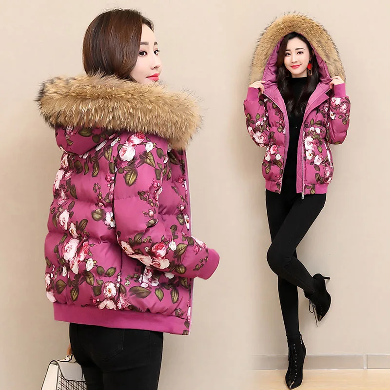 

Cotton Coat Women's 2018 New Style Winter Short Korean-style Versitile Fashion Thick Large Fur Collar Cotton-padded Clothes Smal