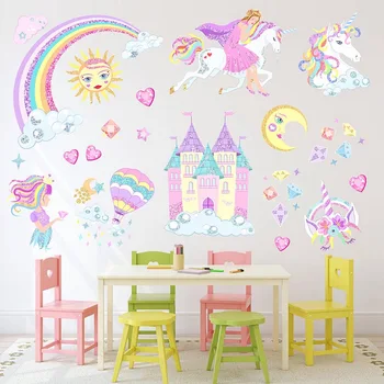 

Large Princess Castle Fairy Unicorn Children's Room Wall Stickers Decoration