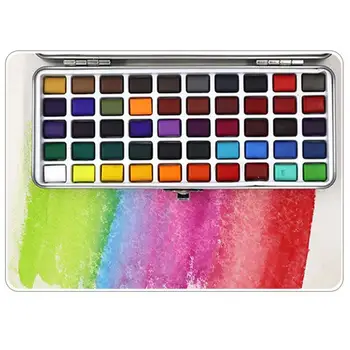 

1 Set Of 50-color Solid Powder Watercolor Paint Set Metal Box Portable Watercolor Paint Beginner Painting Watercolor Supplies
