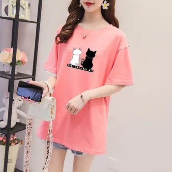 

Women Casual T Shirt Female Gray Short Sleeve Top Tees Printed t-shirt Black