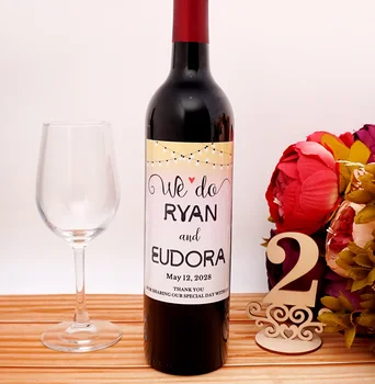 

20pcs Romantic We Do Customized Couple Name Personalized Bride & Groom Wedding Champagne Wine Labels Stickers Bottle Wrapper