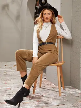 

2019 NEW Autumn Women Fashion Loose Sleeveless Jumpsuit Dungarees Playsuit Solid Casual Slim Trousers Overalls Hot