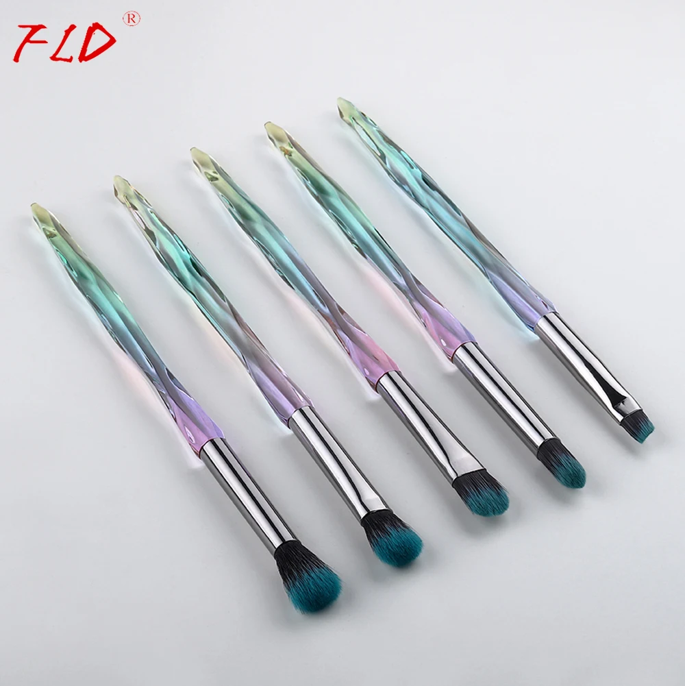 

FLD 5Pcs Eye Brush Mini Diamond Makeup Brush Set Eye Shadow Lip Eyebrow Brushes High Quality Professional Lip Eyeliner Tools