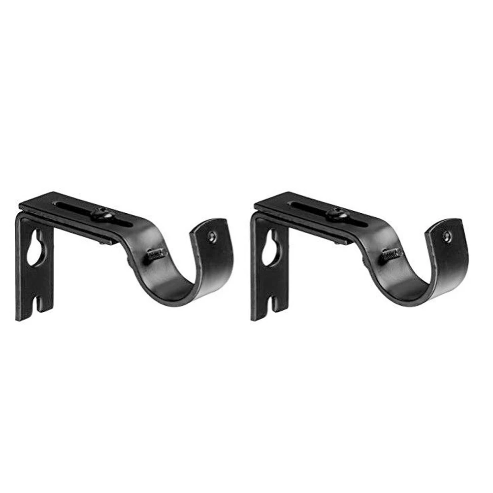 2PCS DIY Window Accessories Adjustable Curtain Rod Bracket Sturdy Support Hanging Fixed Metal Structure Hook Easy Install Home