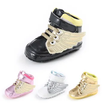 

Infant Newborn Baby Girls Angel Wing Design Spring Lace-Up First Walkers Sneakers Shoes Toddler Classic Casual Shoes