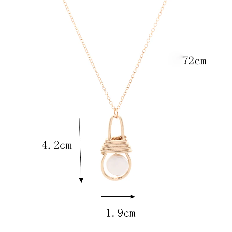 Модное ожерелье ручной работы с жемчужным кулоном золотого цвета металлическая