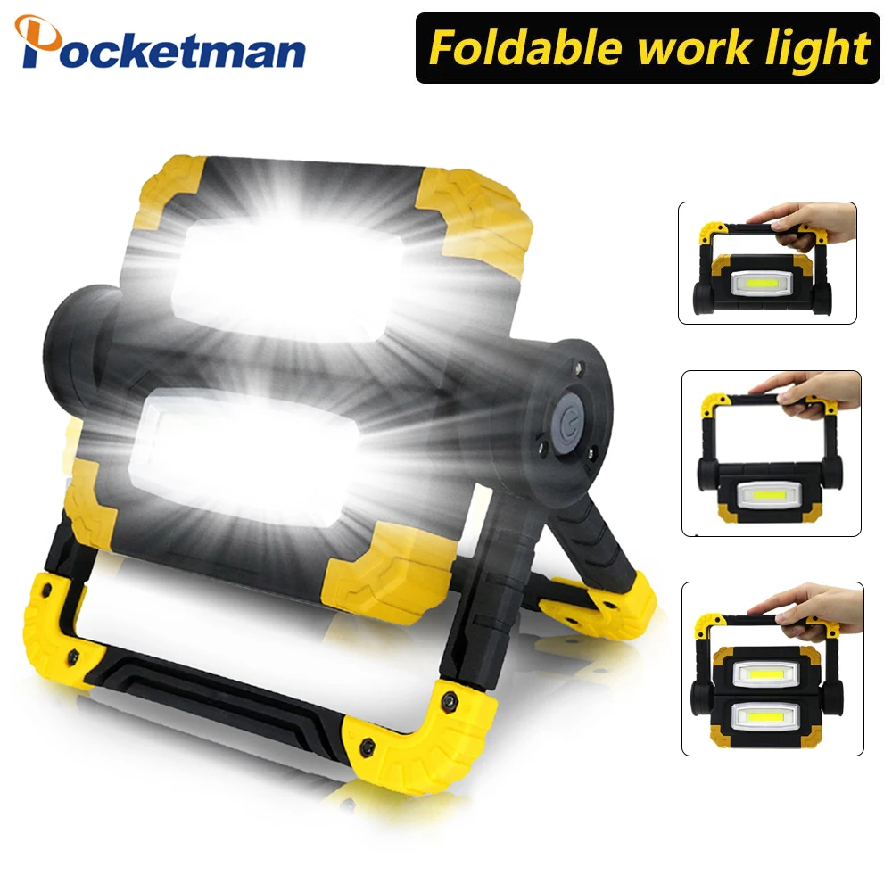 

LED Work Light 50000LM Led Portable Floodlight Waterproof Searchlight 150W Foldable Work Lamp 4*AA Battery For Hunting Camping