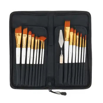 

17PCS Nylon Hair Artist Paint Brushes Palette Knife Sponge Set with Storage Case Watercolors Acrylic Oil Painting Art supplies
