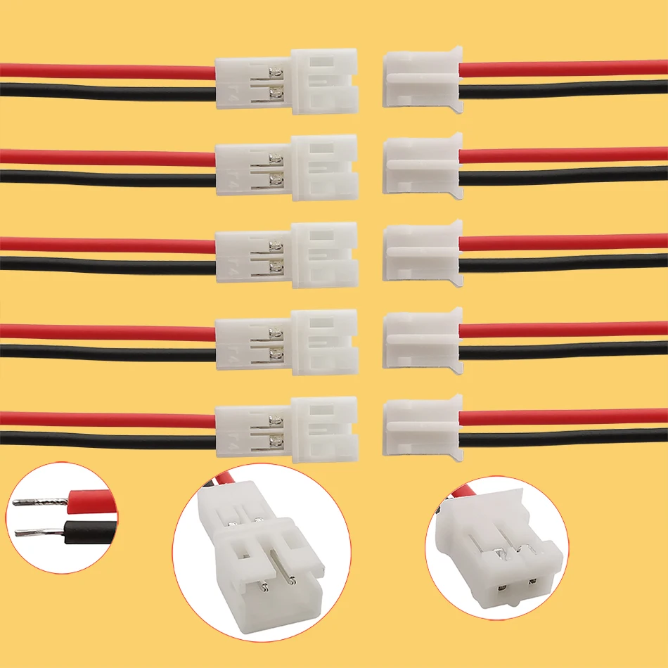 5/10/20 pares 20cm 2pin jst ph 2.0 conectores jst cabo macho plug para fêmea jack 2p passo 2.0mm 26awg fio conector