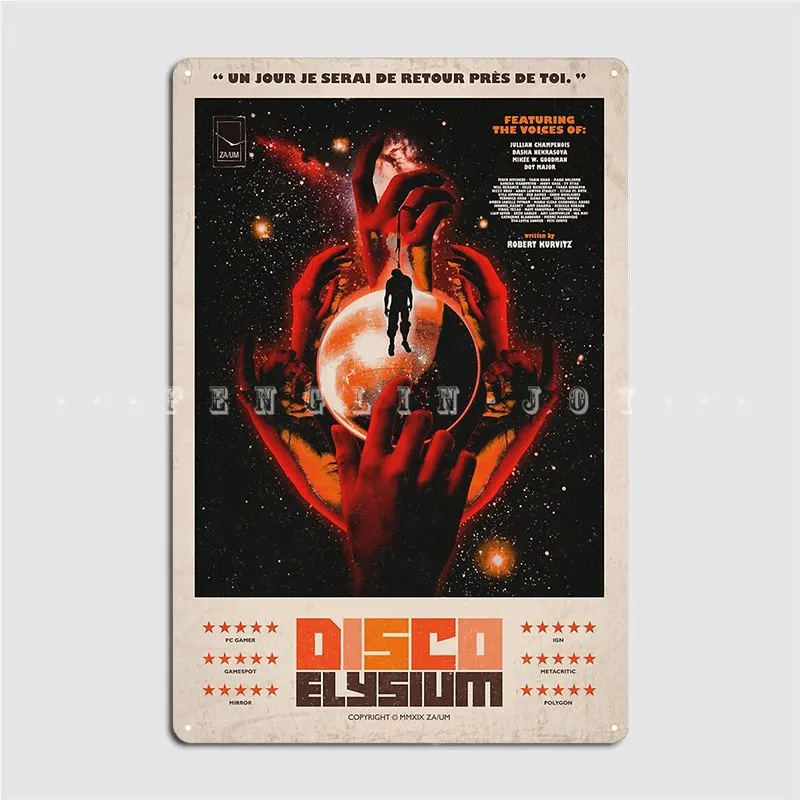 Discoteca Elysium One Sheet Metal Sign Garage Club Design Cinema Soggiorno Wall Decor Tin Sign Poster