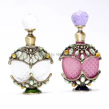 

8ml Perfume Essential Oil Vintage Refillable Bottle Metal Flower Glass Empty Container Portable Gift Home Decoration#56352