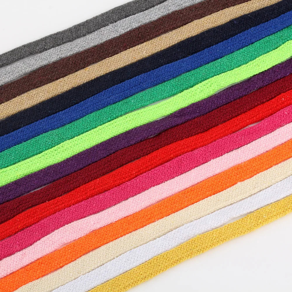 1CM Hollow Flat Rope Craft Sweatpants Cotton Rope Clothing Drawstring Color Sports Shoelaces Pants Waist Cap 5meters cotton rope