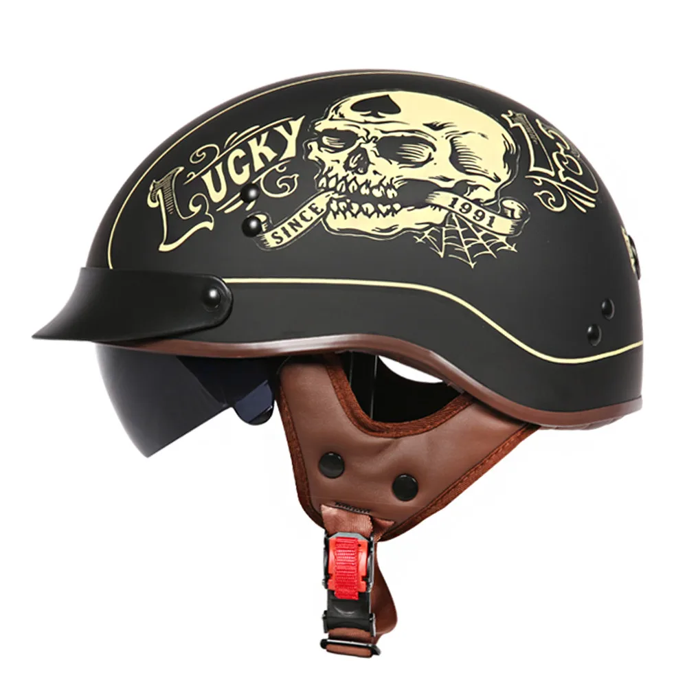 Cruiser Motorcycle Helmet Open Face Half Vintage Helmet T553 Moto