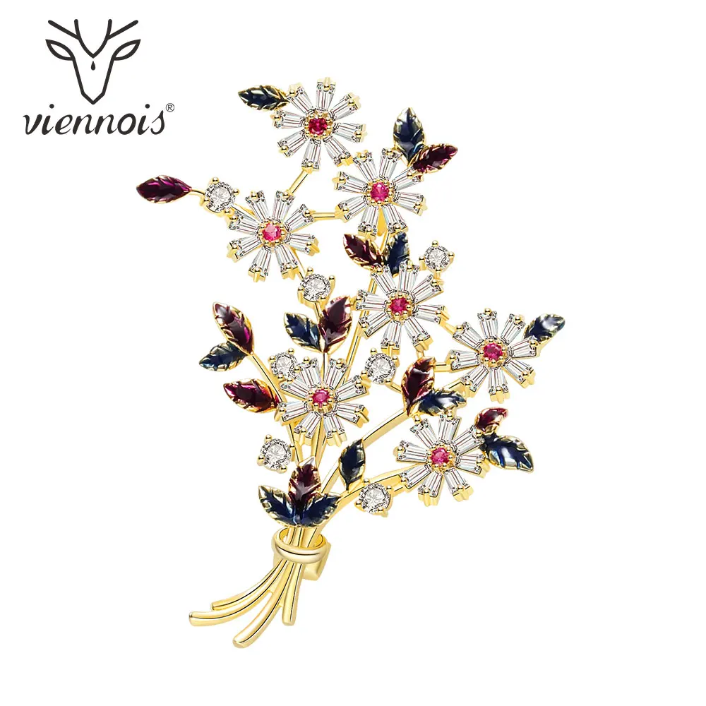 Viennois броши в виде цветка для женщин, циркониевые классические декоративные шпильки, зимний подарок