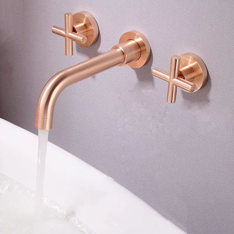 

Full Copper Golden Dark Outfit Cold Hot Water Basin Faucet Wire Drawing Gold Hold Stripped Of Party Membership