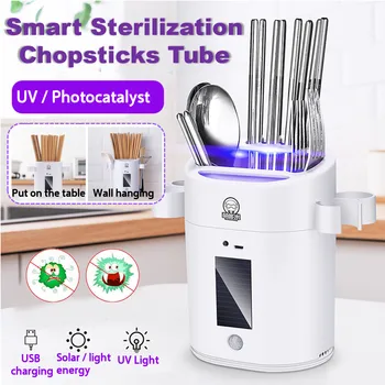 

Smart Sterilization Cutlery Rack Knife Spoon Chopstick Disinfection Tube Holder UV Sterilization Kitchen Cutlery Storage Box