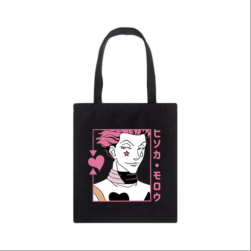  Japanese Hunter X Hunter Kurapika Anime Canvas Bag Shopper Bag Cartoon Letter Print Large Capacity Punk Vintage Shoulder Bags key wristlet