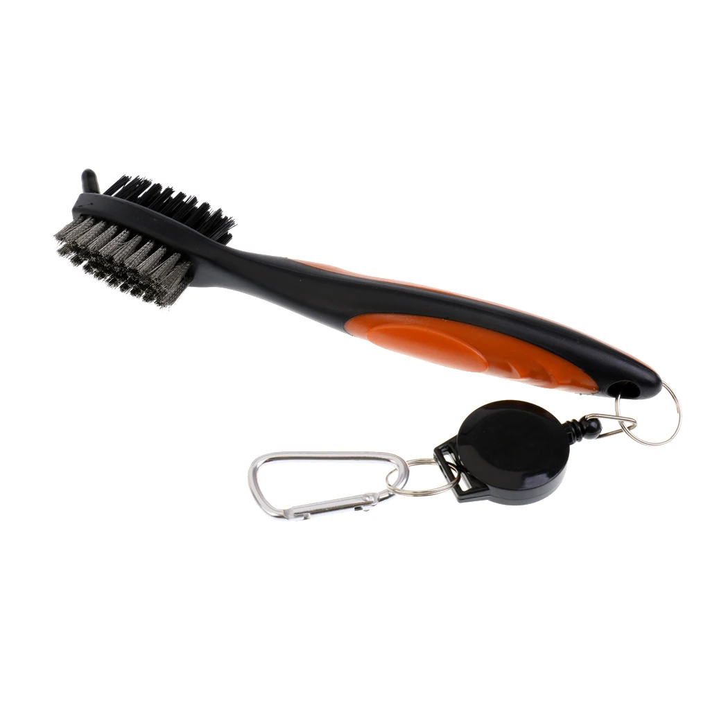 Portable Double Sided Golf Club Brush and Club Groove Cleaner with Retractable