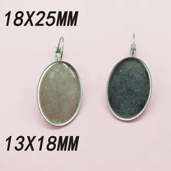 

factory Wholesale 100 PCS Pure stainless steel 13X18MM 18X25MM French ear hook teeth blank bottom tray