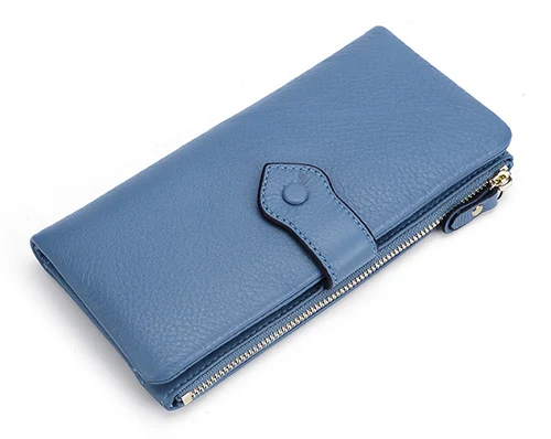 Sky Blue COMFORSKIN натуральная кожа женский клатч держатель для карт длинный стильный многофункциональный кошелек Новые поступления Большой вместительный кошелек - Цвет: Sky Blue
