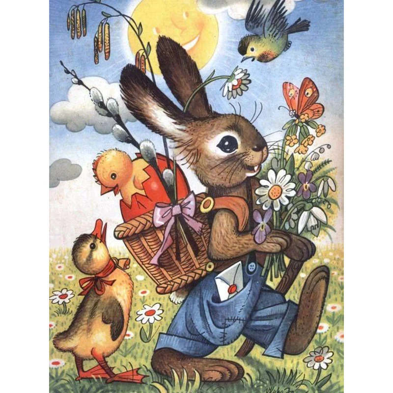 

Full Square drill 5D DIY Diamond painting Happy rabbit Diamond Embroidery Mosaic Cross Stitch Rhinestone decoration gift