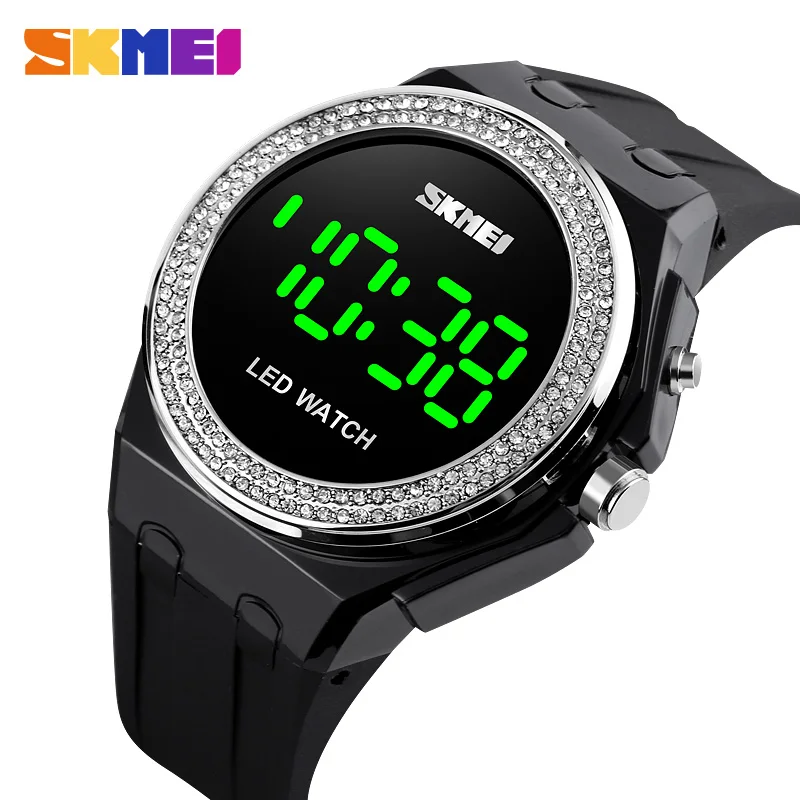 SKMEI Led женские цифровые часы модные бриллиантовые дамские подарочные