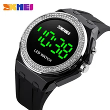 SKMEI Led женские цифровые часы модные бриллиантовые дамские