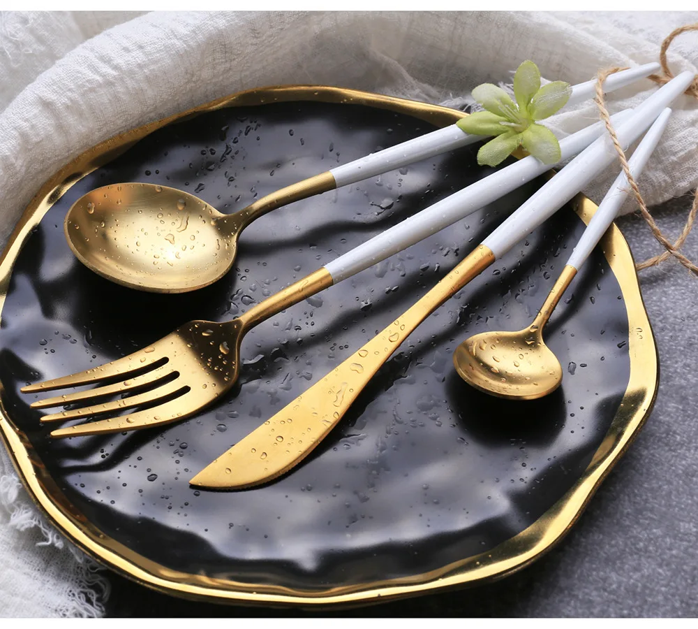 Z Brushed Sanding Portugal Knife And Fork Platinum Western Tableware 304 Stainless Steel Knife, Fork And Spoon Customizable Logo
