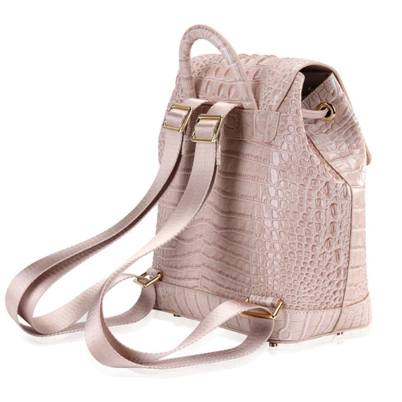 New Real Cowhide Crocodile Pattern Women Backpack Fashion Women Genuine Leather Backpack Luxury Famous Brand Female Bag 2