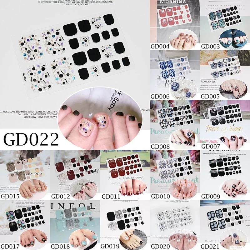 

LADY KINDOM DIY 3D Nail Art Sticker Laser Glass Fragment Toenail Decals Sticker Nail Strips Waterproof Nail Patch Nail Foil Wrap