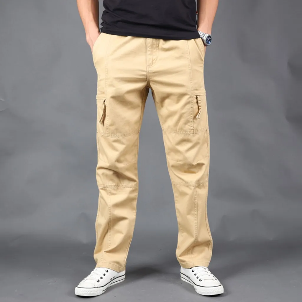 pantalones hombre Men's Summer Outdoor Overalls Straight Sports Pants With Multi-Pocket Plus Size спортивные штаны мужские#30