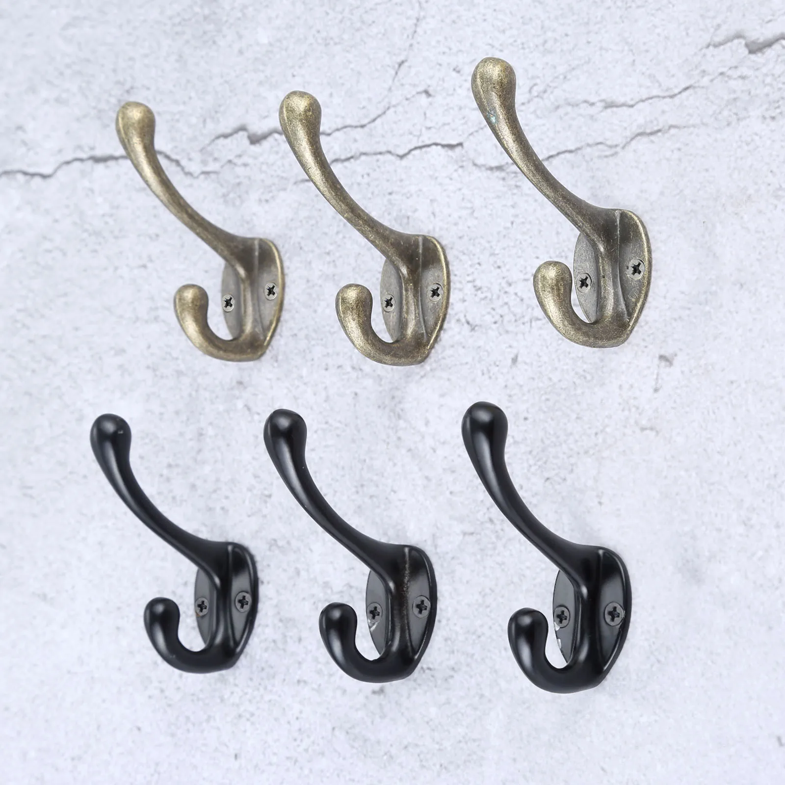 

10pcs Wall/Door Retro Hook Mounted Double Hanger w/screw Antique Bronze/Gold Coat/Key/Bag/Towel/Hat Holder Bathroom Kitchen 55mm