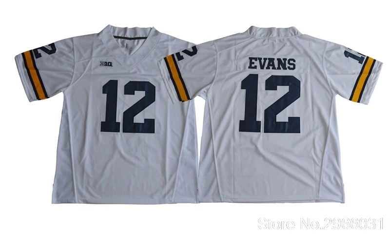 Белый Michigan Wolverines#12 свитер для колледжа Криса Эванса, цвет белый, темно-синий, сшитый, размер S-3XL - Цвет: Белый