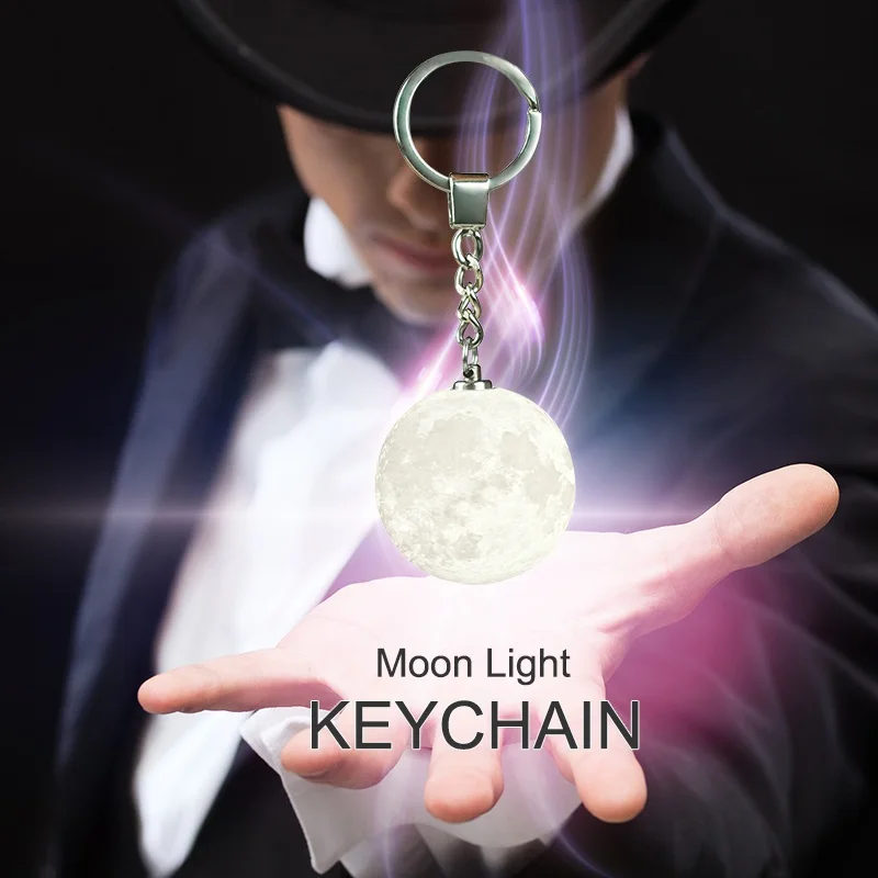 

Moon Light Key Chain Safety LED Night Light Portable 3D Unique Moon Shape Decoration Keychain Practical Birthday Gift
