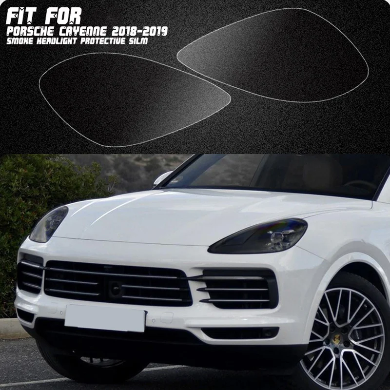

New Car LH+RH Smoke TPU Headlights Protective Precut Film Sticker Cover Trim Fit For Porsche Cayenne 2018-2019