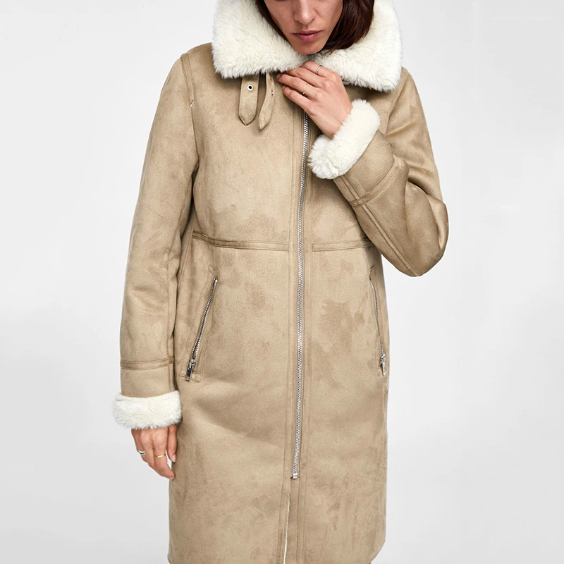 Зимняя замшевая кожаная Меховая куртка для женщин длинного размера плюс, женская теплая парка, замшевая куртка, Женское пальто, мотоциклетная куртка, верхняя одежда